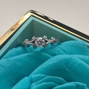 Unique 10k white gold diamond engagement ring .23CT size 6